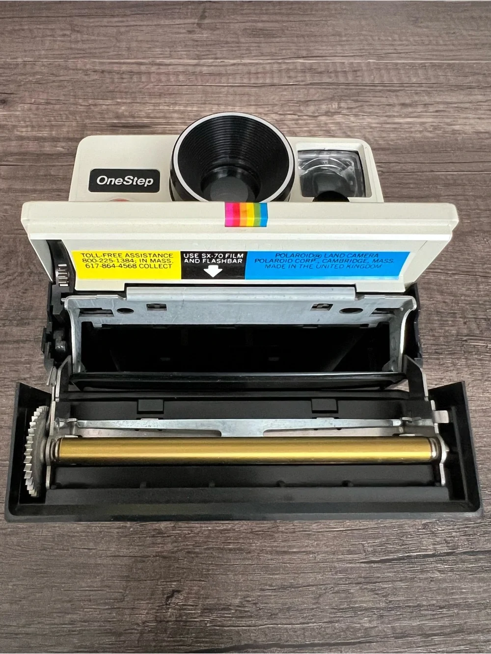 Polaroid OneStep Instant Camera with Rainbow Stripe Accents - White